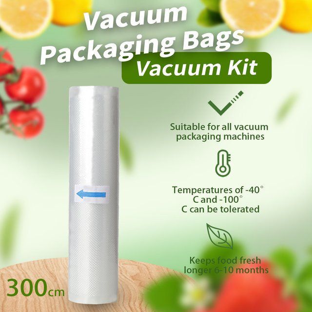 saengQ Vakuumierbeutelrolle transparent, 3 m, BPA-frei, siebenlagige Lebensmittelbeutelrolle mit Rautenmuster - Bild 1