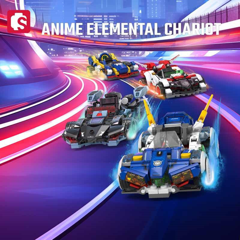 Yiran toy Anime Elementar-Streitwagen Montagebausteine Sportwagen Rennfahrzeug ab 6-12 Jahren - Bild 3