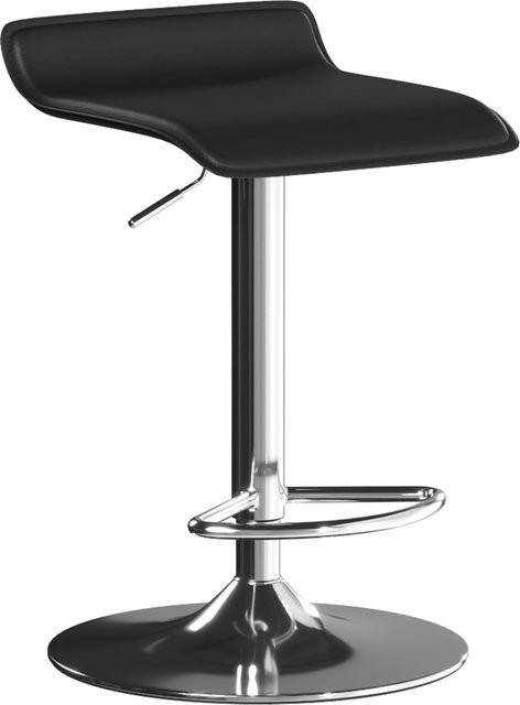 HOMCOM Barhocker Schwarz aus Kunstleder mit Silber-Stahlgestell, 360 Grad drehbar und höhenverstellbar mit Fußstütze - Bild 1