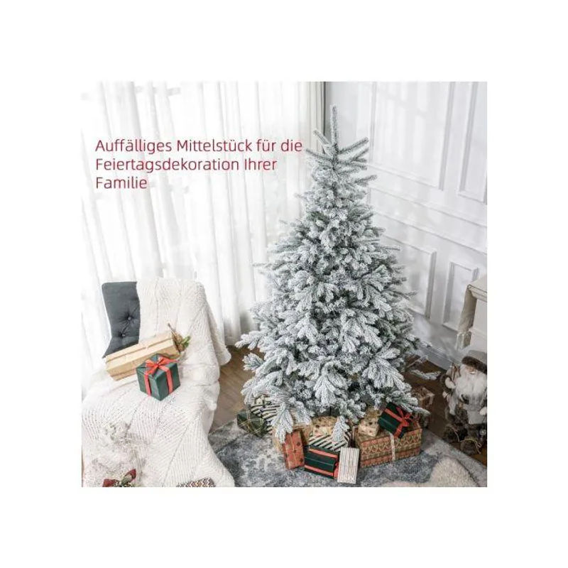 HOMCOM Weihnachtsbaum mit künstlichem Schnee in Grün und Weiß, 180 cm Höhe, mit Metallfuß - Bild 4