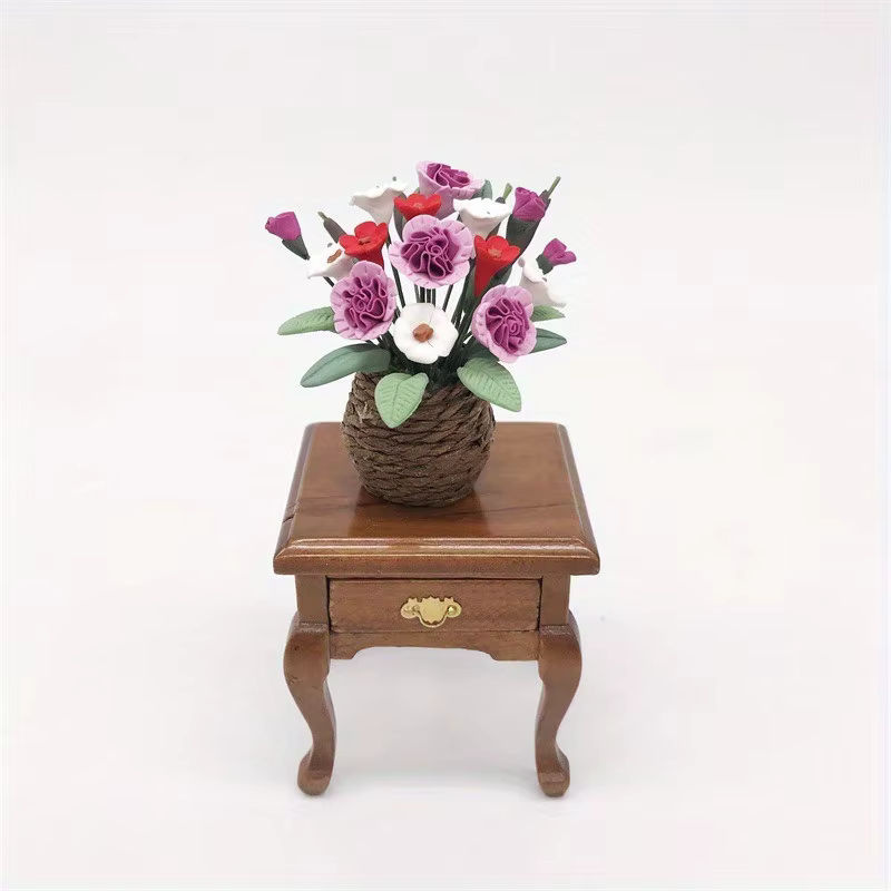 Künstliches Blumenarrangement für Miniatur-Blumengärten und Wohnzimmer-Szenen in Weiß, Rot und Lila - Bild 3