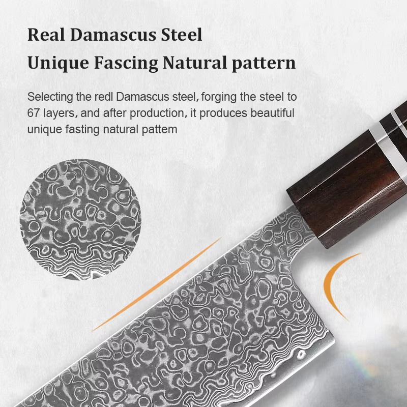 Baovim Küchenmesser-Set aus japanischem Damaststahl mit Kiritsuke-Messer und Ebenholzgriff in Schwarz - Bild 4