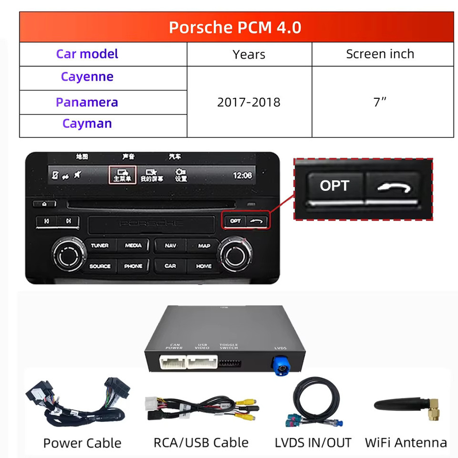 CARABC Drahtloses CarPlay und Android Auto Interface für Porsche PCM3.1 und PCM4.0 in Schwarz mit Wi-Fi und Bluetooth - Bild 2