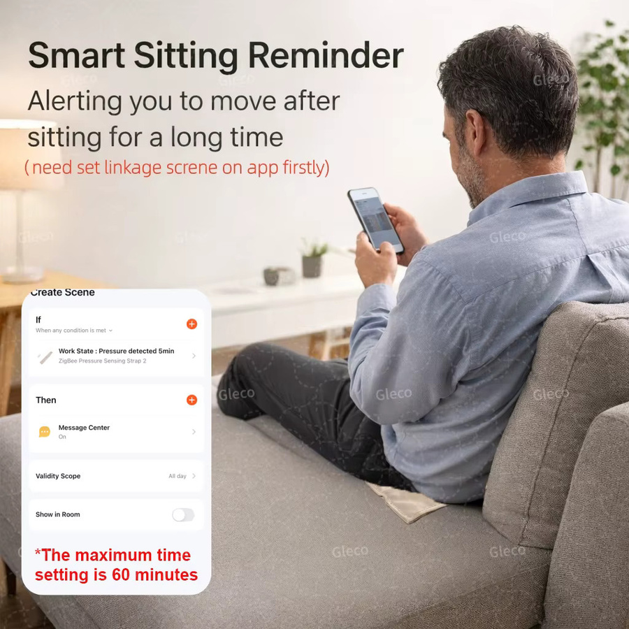 Gleco Zigbee Drucksensor für Schwerkraft- und Anwesenheitserkennung, batteriebetrieben, kompatibel mit Tuya Smart Life zur Hausautomatisierung - Bild 4