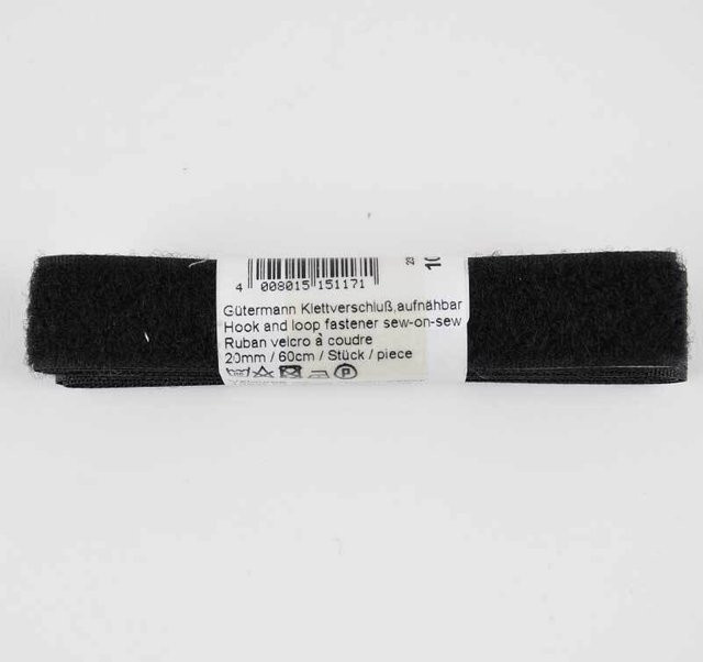 Gütermann Klettverschluss selbstklebend schwarz Breite: 2 cm, Länge: 45 cm - Bild 1