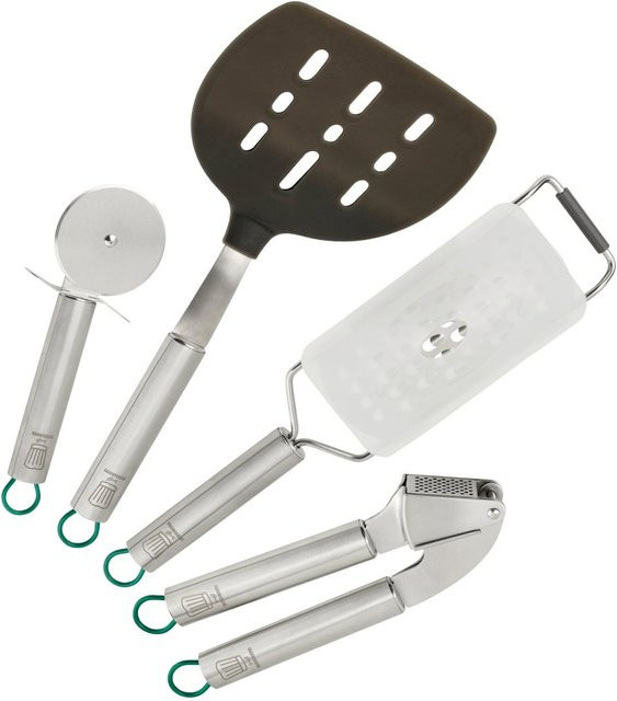 Fackelmann Pizza-Set München, 4-teilig aus Edelstahl in Silber, Grau und Grün - Bild 1