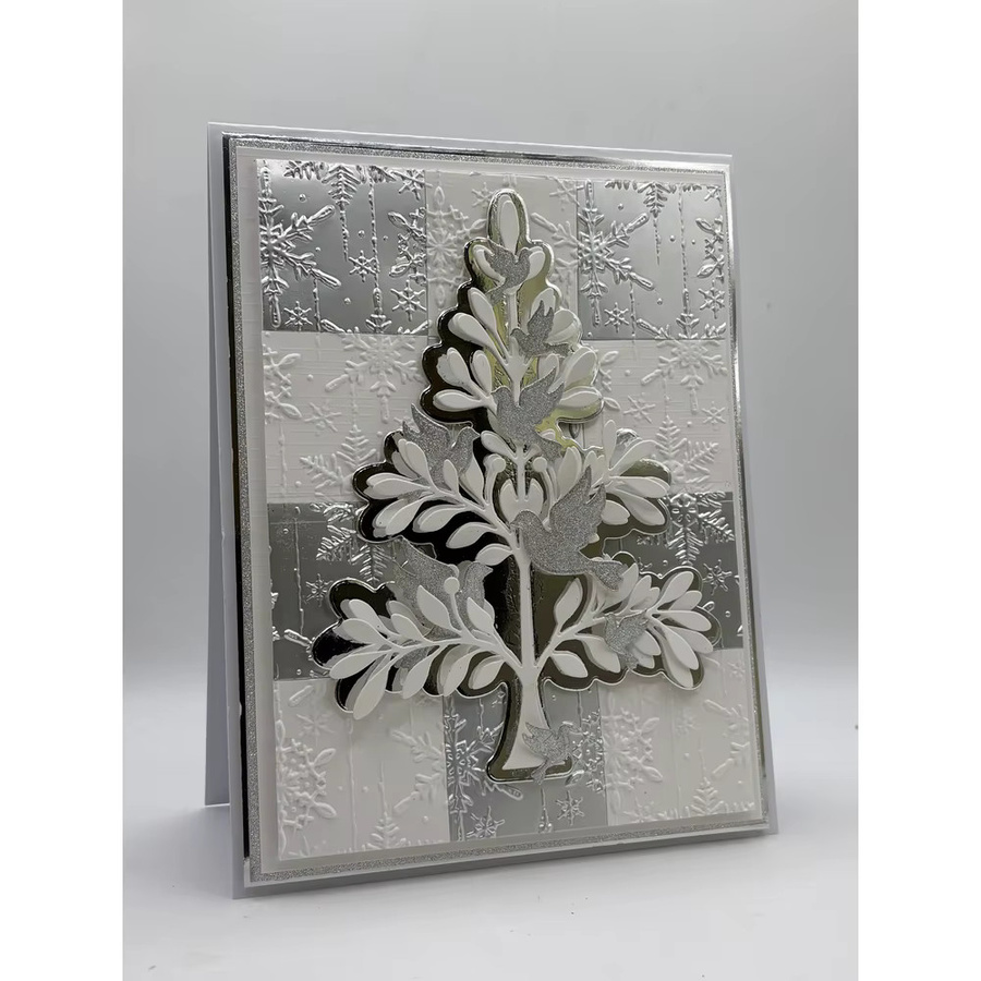 Stanzform Fröhlicher Weihnachtsbaum mit Offset-Linien für Scrapbook und Papierkarten als Bastelvorlage - Bild 2