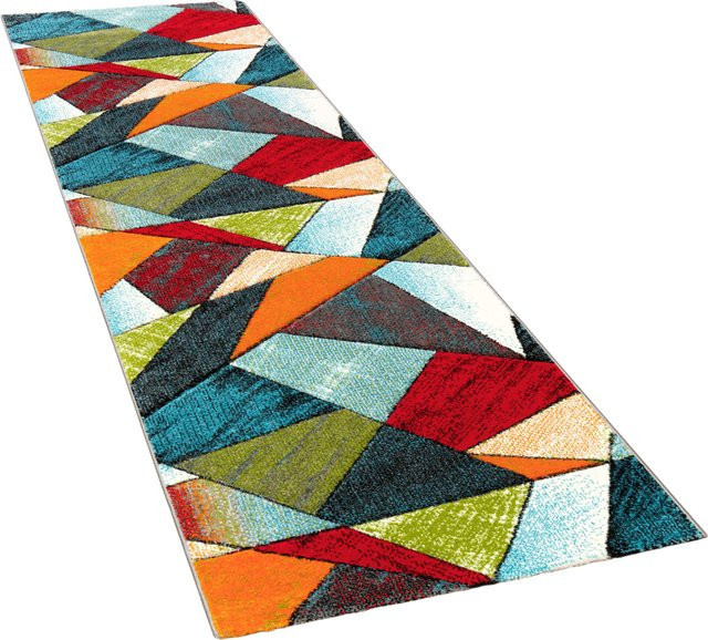 Moderner Teppich Samara mehrfarbig mit Karo-Design und Hoch-Tief-Effekt, B/T: 80 x 300 cm - Bild 1