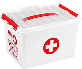 Erste-Hilfe-Box Sunware Q-line mit Fächerteilung, Weiß/Rot, B/T/H: 40 x 30 x 26 cm - Bild 1