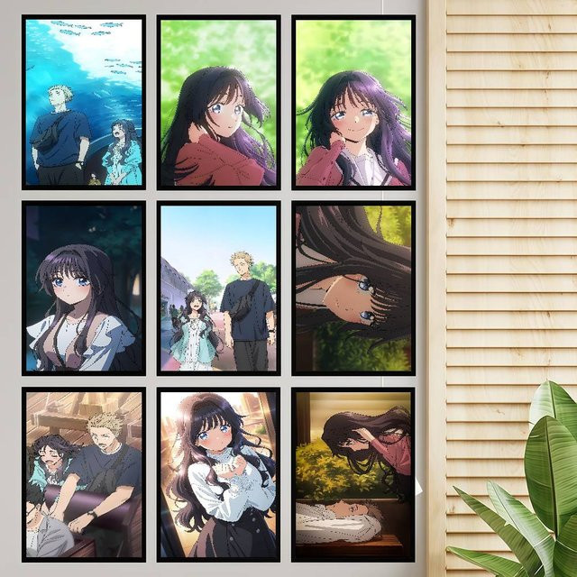 Wasserfester Anime-Poster Aufkleber mit Blumenblüten Design in Mehrfarbig, Rechteckig, B/H: 15 x 15 cm - Bild 1