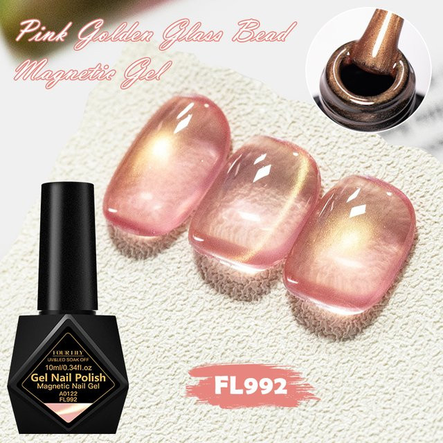 Four Lily Magnetischer Nagel-Gel-Lack, Rosa-Goldener Perlen-Katzenaugen-Lack, 10 ml - Bild 1