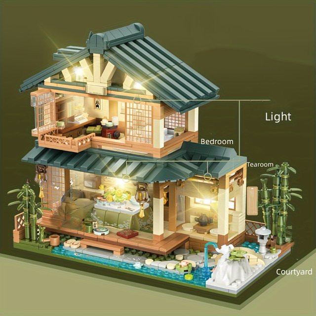 HUATEC Bärenhaus-Modell, japanische Architektur-Bausteine, 1099 Teile - Bild 1