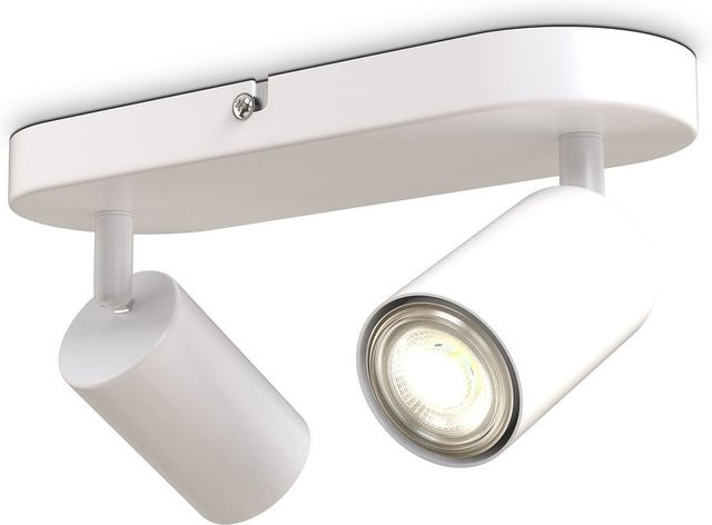 B.K.Licht Decken-Spotleuchte in Weiß, rund, verstellbar, 2xGU10, modern aus Metall - Bild 1