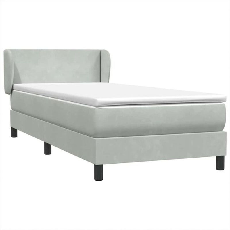 vidaxl Boxspringbett mit Matratze aus Samt in Grau, B/L: 80 x 210 cm - Bild 1