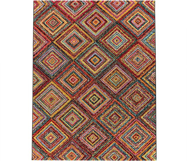 Moderner Teppich Pandora in Mehrfarbig mit Karo-Muster, B/T: 120 x 170 cm - Bild 1