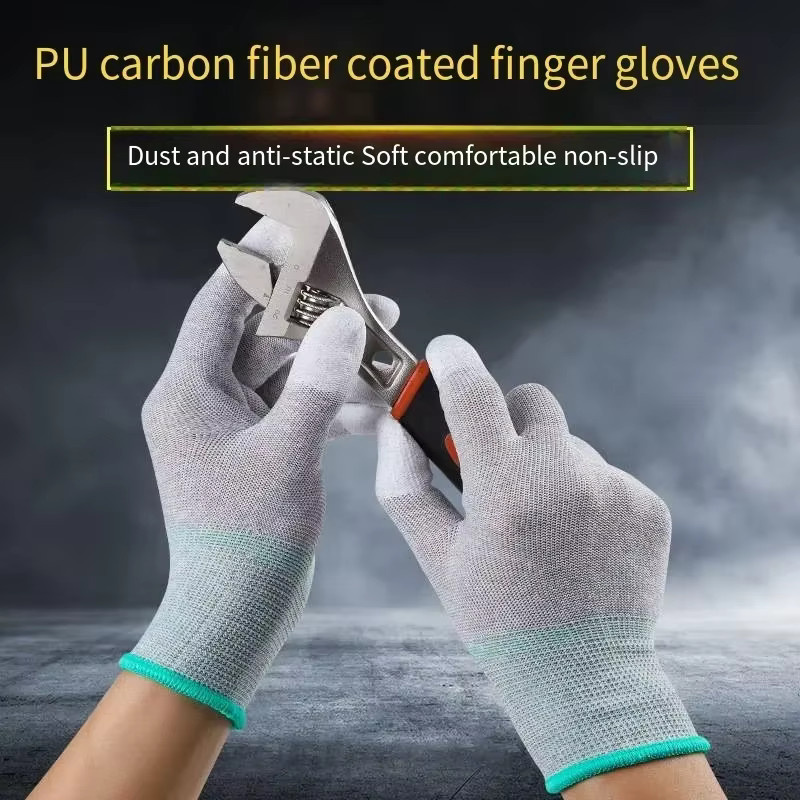 Hilo ESD-Sicherheitsarbeitshandschuhe mit beschichteten Fingerspitzen für die Elektronikwartung, 10 Paar - Bild 3