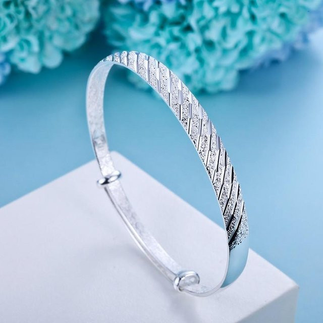 Armband Damen, Sternschnuppenmuster, Schiebe-Zug-Armband, versilbert, blau - Bild 1