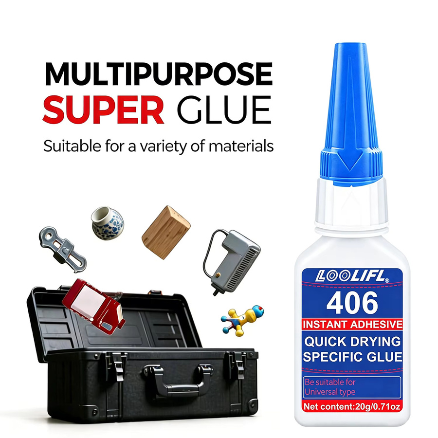 Loolifl 406 Sofortkleber transparent, schnelltrocknender Cyanacrylat-Superkleber mit Präzisionsspitze für Metall, Kunststoff und Keramik, 20g - Bild 2