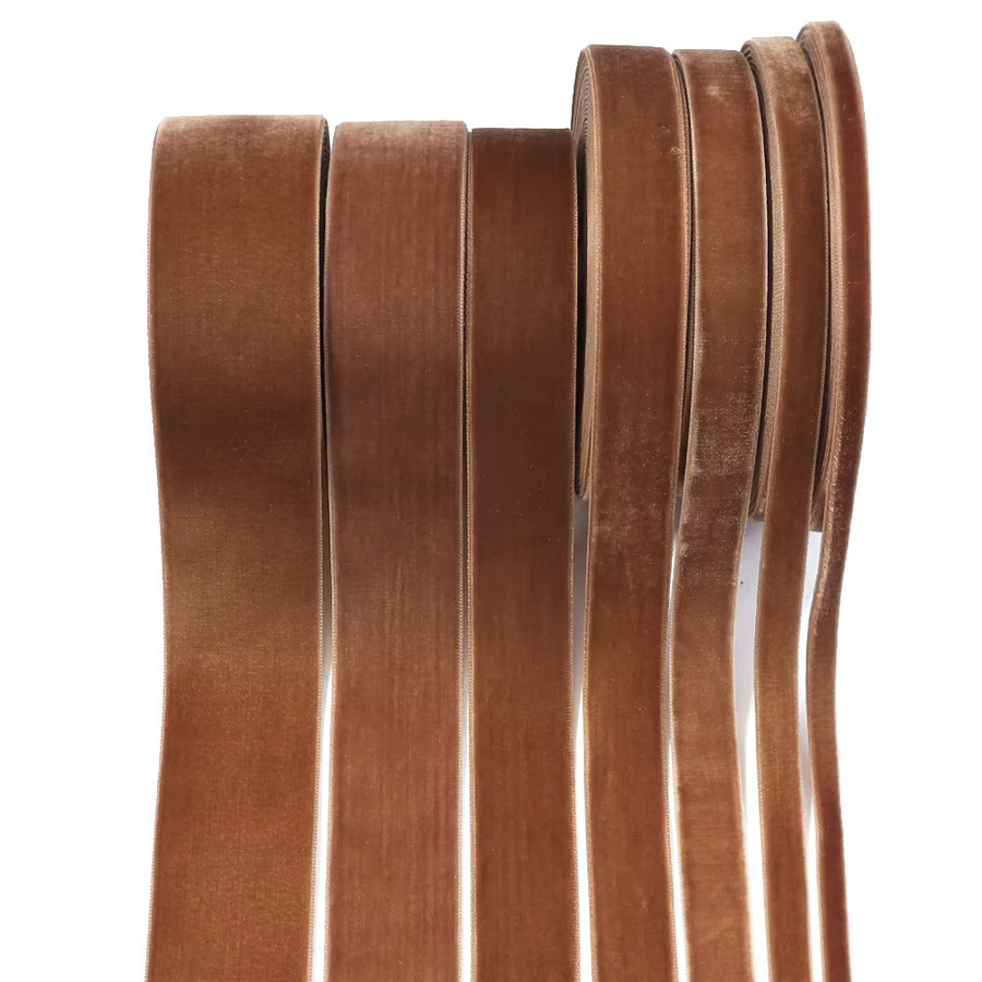 Braunes Samtband mit einseitiger Beflockung für DIY-Geschenkverpackungen und Weihnachtsdekoration, 5–10 Yards - Bild 6