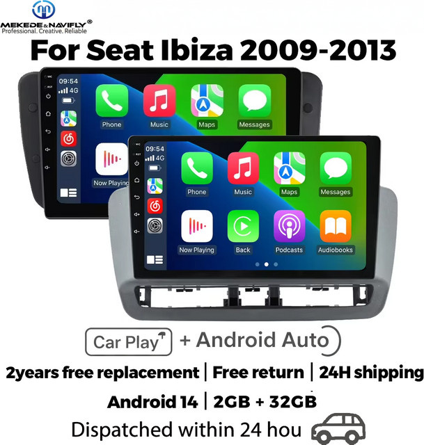 MEKEDE Android 14 Autoradio für Seat Ibiza MK4 6J 2008–2015 mit CarPlay, Android Auto, GPS und WIFI in Schwarz - Bild 1