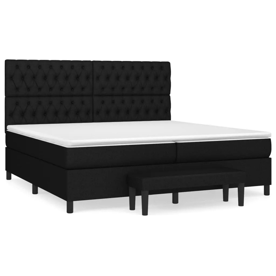 vidaXL Boxspringbett mit Matratze in Schwarz aus Stoff, Hybrid-Modell mit Taschenfederkern, B/T: 200 x 200 cm - Bild 2