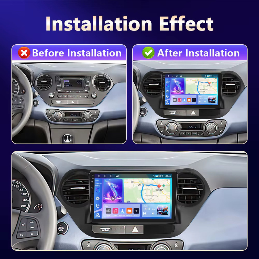 Camecho Auto Radio mit drahtlosem CarPlay und Android Auto für Hyundai I10 2014-2017, 6 Zoll Display, 128GB, GPS, 4G WiFi, RDS, Schwarz - Bild 4