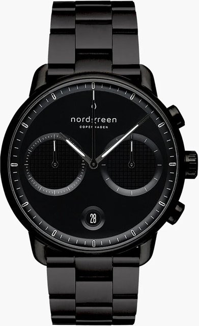 Nordgreen Herrenuhr Pioneer Chronograph, Edelstahl, Quarz, 42 mm, Schwarz - Bild 1