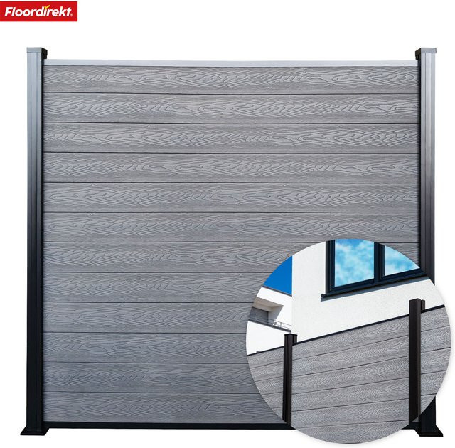 Floordirekt WPC Sichtschutzzaun Kronos mit Aluminium-Pfosten, Ash Grey, H x B: 180 x 180 cm - Bild 1