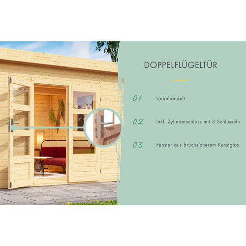 Karibu Gartenhaus Nordland Blockhaus in Braun, B/H/T: 548 x 293 x 440 cm - Bild 2