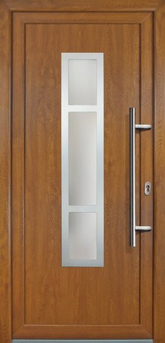 Meeth Kunststoff-Haustür Signum Exklusiv in Golden Oak mit satiniertem Glaseinsatz, Farbe: Gold/Braun, B/H: 108,0 x 200,0 cm - Bild 1
