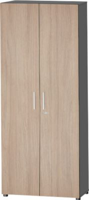 Schäfer Shop Select Schrank SET UP mit 6 Fachböden, abschließbar, Graphit/Eiche, B/T/H: 80 x 42 x 224 cm - Bild 1