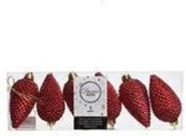 Decoris Christbaumschmuck Zapfen in Rot, 6 Stück, Höhe: 8 cm, Breite: 4,5 cm - Bild 3