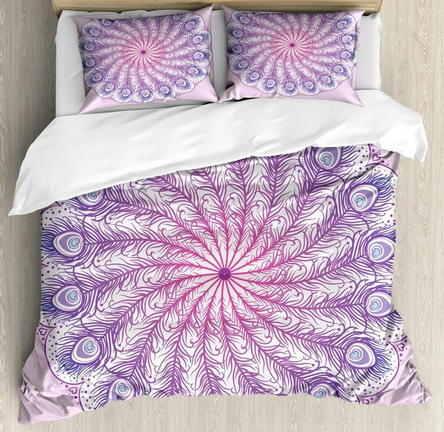 Your Warm Home Boho-Mandala-Bettwäscheset in Lila, bestehend aus Bettbezug und Kissenbezügen, B/H: 228 x 228 cm, Kissenbezug: 50 x 70 cm - Bild 1