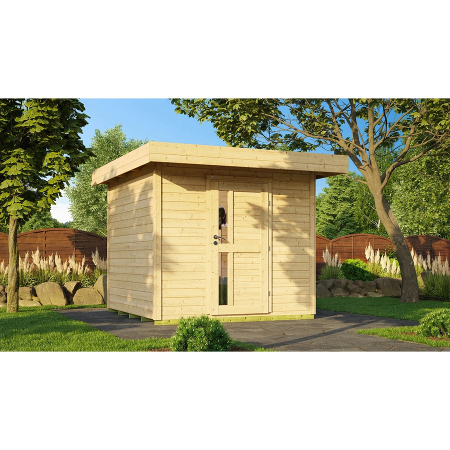 WEKA Designhaus 172 Gartenhaus aus Holz mit Flachdach in Beige, B/H/T: 275 x 226 x 375 cm - Bild 2