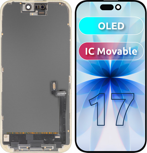 MP Touchscreen-Display mit Rahmen für Apple iPhone 17, OLED FHD IC Movable Version, Schwarz - Bild 1