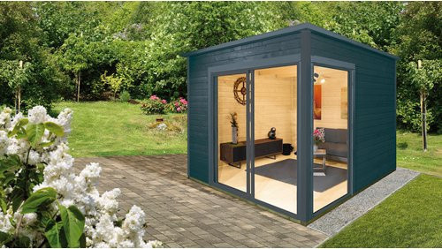 WOLFF FINNHAUS Gartenhaus Studio 44-B aus Holz in Grau, B/T: 352 x 352 cm - Bild 1