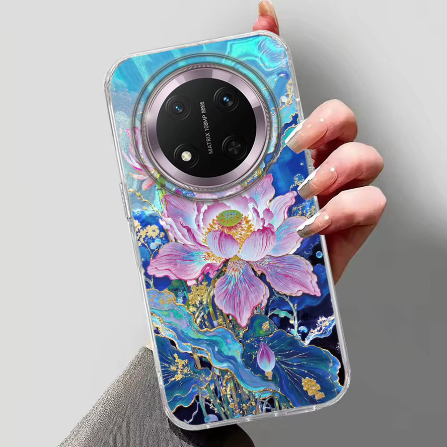 FunYudas Handyhülle mit blauem Lotusblüten-Design für Honor X9c X9a X9b X8a X8b X8c X6c X7b X7c 400 200 90 Smart Pro Magic7 6 5 Lite aus TPU - Bild 3