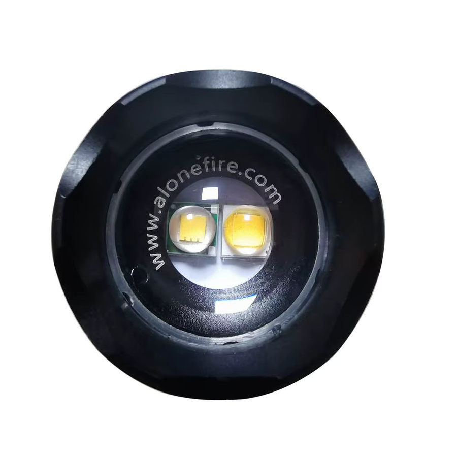 Alonefire 2-in-1 LED-Taschenlampe mit Zoom und COB-Licht in Gelb, Orange und Schwarz aus Aluminium - Bild 2