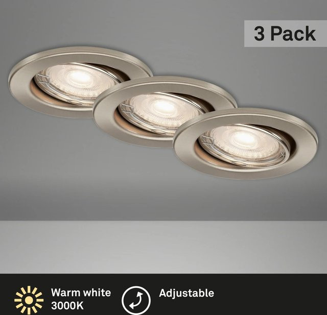 Briloner LED-Einbaustrahler rund in Nickel Matt mit warmweißem Licht und GU10 Fassung - Bild 1