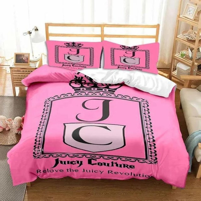 Gu Tao 3-teiliges Juicy Couture Doppelbettwäsche-Set mit 3D-Grafik in Pink, B/H: 150 x 200 cm - Bild 1