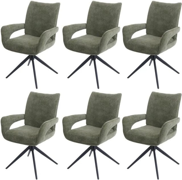 6er-Set MCW Esszimmerstühle O78 in Grün mit Chenille-Stoff und Auto-Return-Funktion - Bild 2