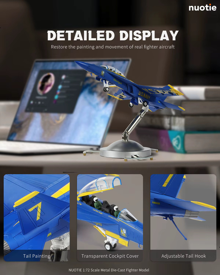 NUOTIE F/A-18F Blue Angels Unit 7 Narrator, Druckgussmodell, 1:72 - Bild 3