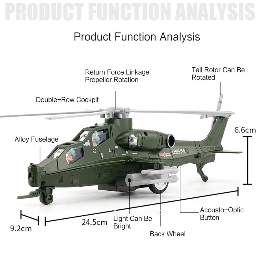 MAKEDA CAIC Z-10 Flugzeug Modell Legierung mit Sound und Licht Green - Bild 2