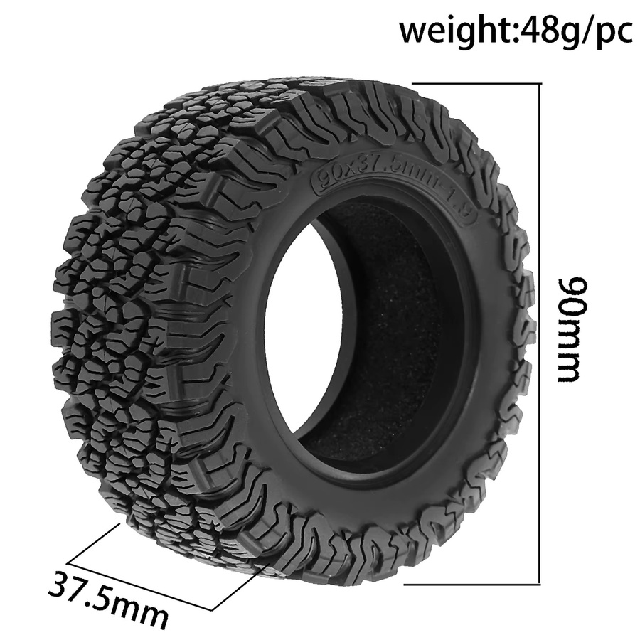 Wonder Rc Beadlock-Gummi-Radreifen, 4-teiliges Set, 1:10, Schwarz - Bild 2