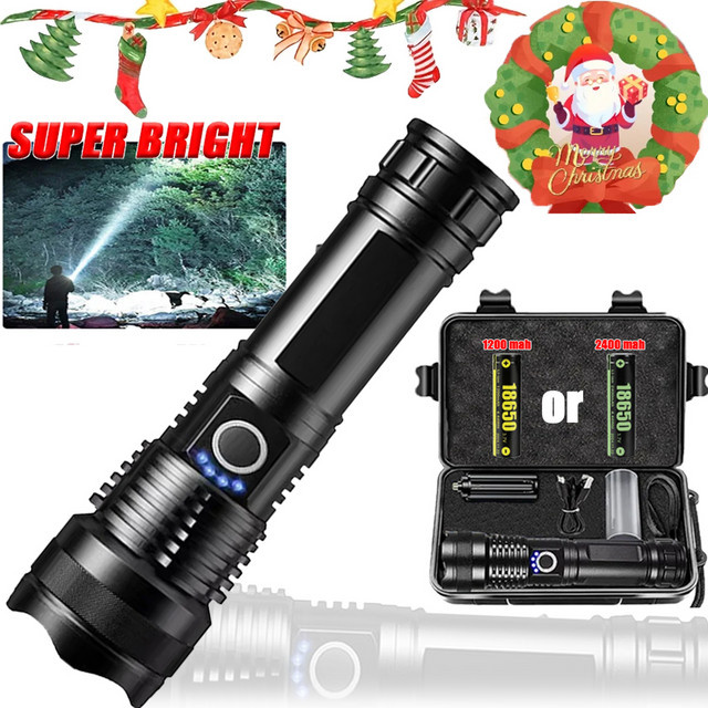 LONGRIVER LED-Taschenlampe mit Teleskop-Zoom und USB-Ladefunktion, Schwarz - Bild 1
