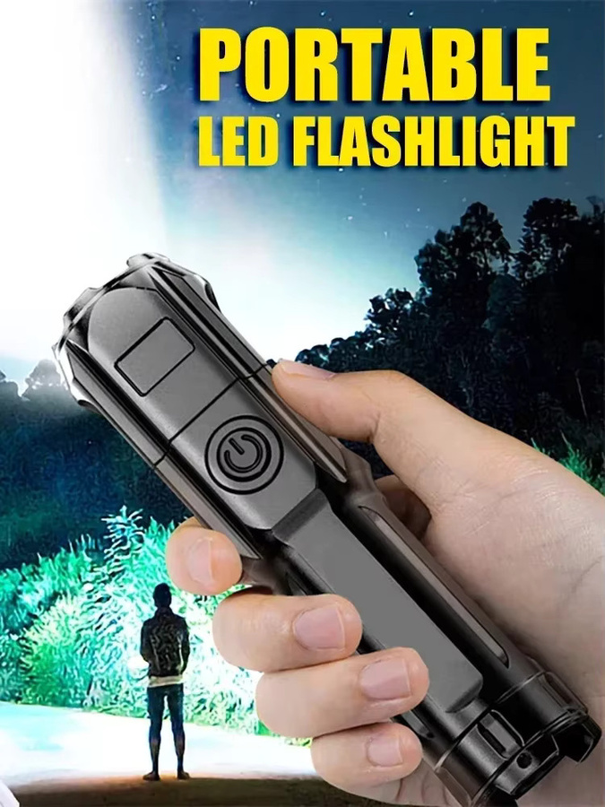 Heinast Multifunktionale LED-Taschenlampe in Schwarz, wiederaufladbar mit Zoom und 3 Modi, wasserdicht - Bild 7