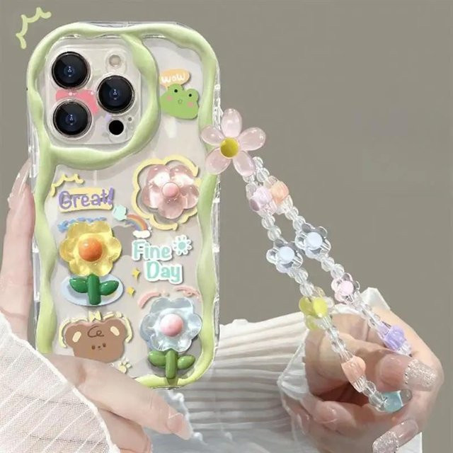 Transparente Samsung Handyhülle mit 3D Rosa Blume und Handykette für Samsung Galaxy S26 S25 Plus S24 Ultra S23 FE A55 A54 A15 5G und weitere Modelle - Bild 1