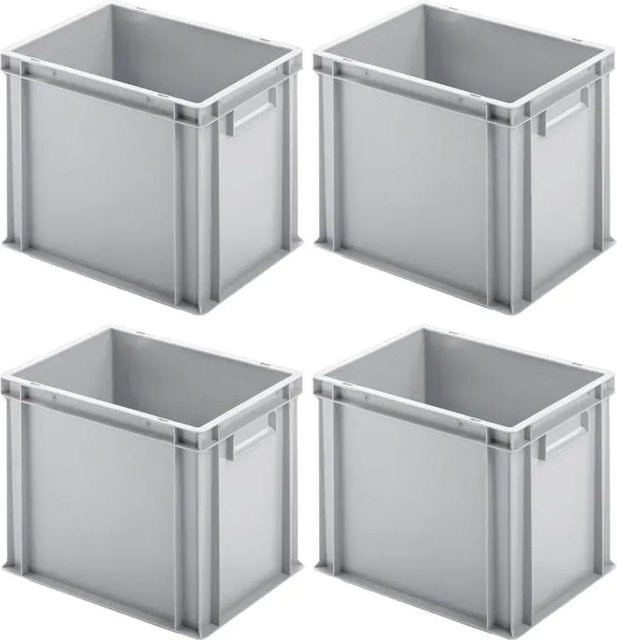 PROREGAL SuperSparSet 4x Eurobehälter mit geschlossenem Griff in Grau, H x B x T: 32 x 30 x 40 cm - Bild 1
