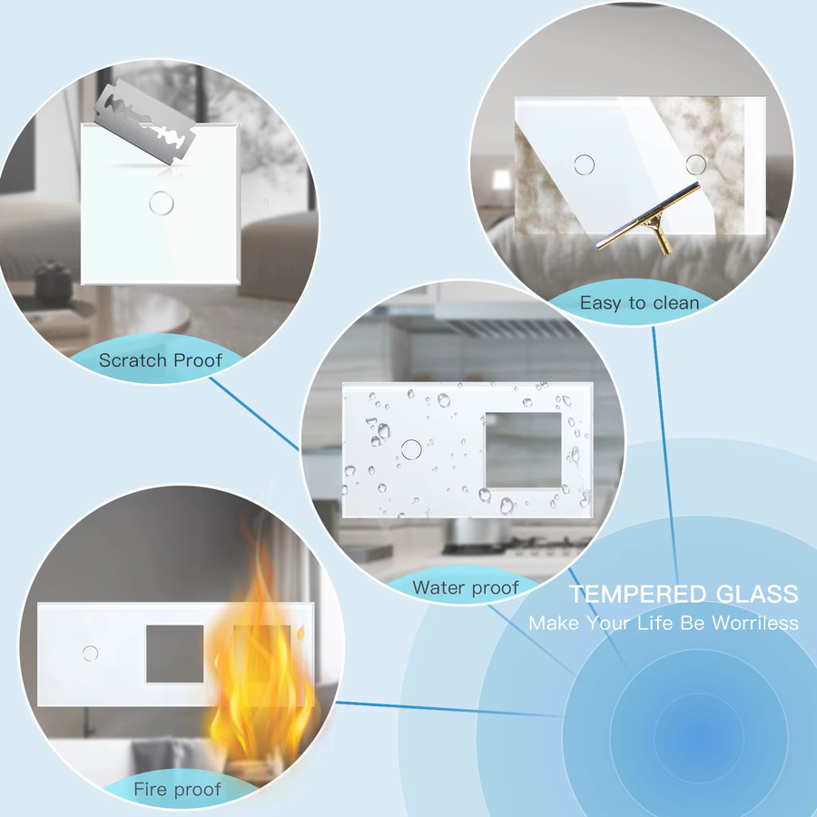 Besamen Wand Touch Dimmer Lichtschalter mit Glasscheibe für DIY Kombinationen - Bild 2
