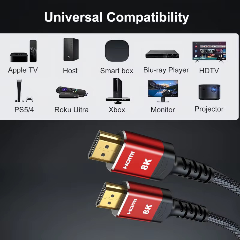 CYANMI HDMI 2.1 Kabel Ultra High Speed 48Gbps in Grau für 8K 60Hz 4K 120Hz HDR10+ und PS5 - Bild 5